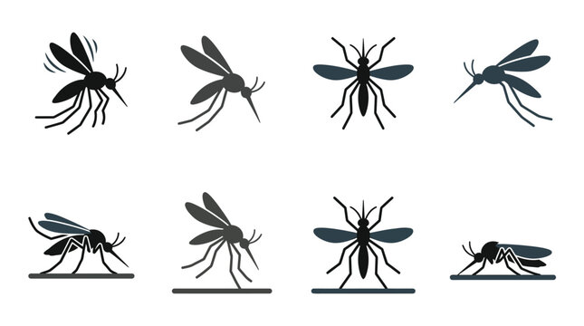 Black mosquito icons in various positions.