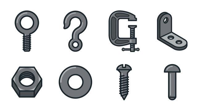 Collection of various metal fasteners.
