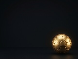 Fototapeta premium Golden soccer ball on a dark background
