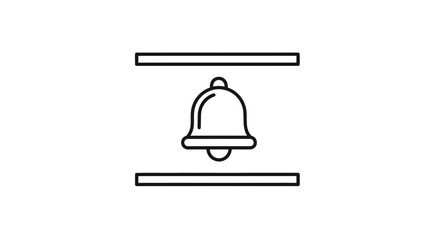 Fototapeta premium Simple Line Icon of a Bell Between Two Horizontal Lines, Notification Symbol