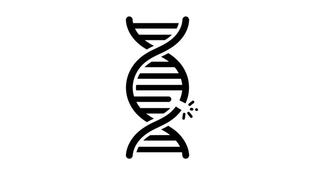 DNA helix with a break, genetic mutation, science icon, biology symbol