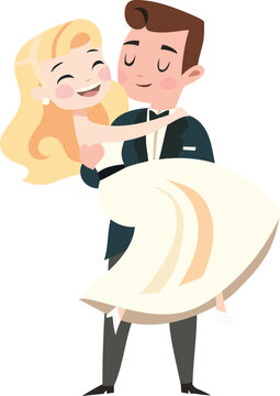 Groom Carrying Bride in His Arms