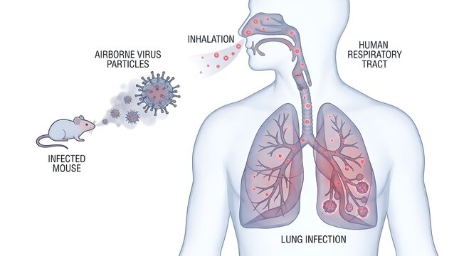 Airborne Virus Spread: Respiratory System Infection Illustration