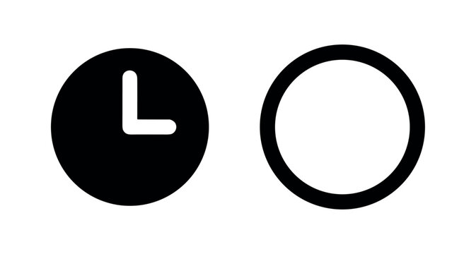 Clock and Empty Circle Icon Set - Time, Geometry and Placeholder Symbols