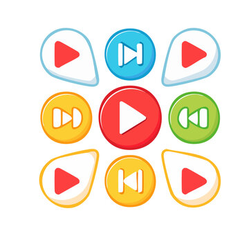 Flat design media player control icons