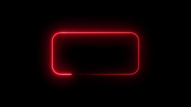 Red Neon Rounded Rectangle Frame Animation Glowing Border Motion Graphic 4K