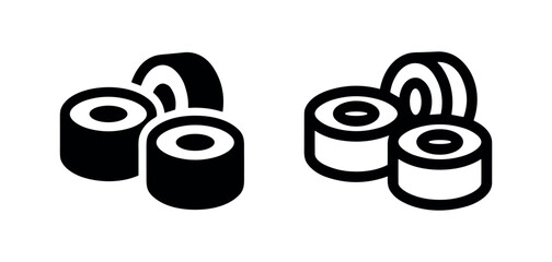 Multiple Sushi Rolls Icons: Solid and Outline © liubomir118809