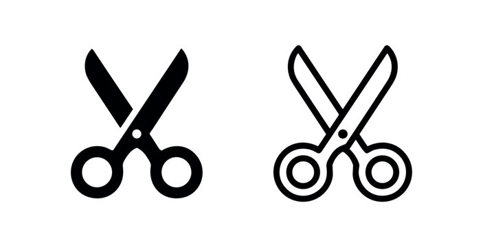 Black and white icons of scissors