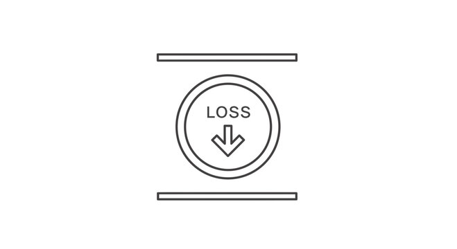 Financial Loss Icon with Downward Arrow and Text