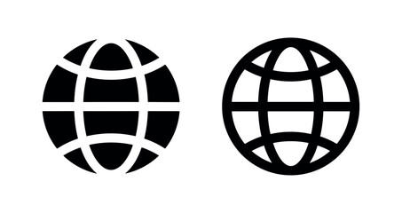 Obraz premium Global connection and internet icon set, solid and outline