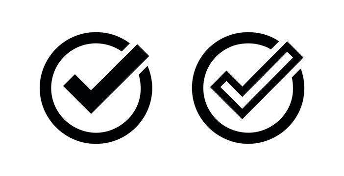 Check mark in circle icon, solid and outline