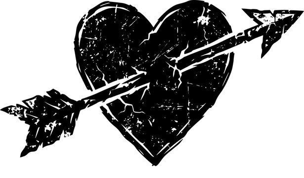 back heart with arrow vector graphic in bold neo traditional tattoo style for Valentines day card design