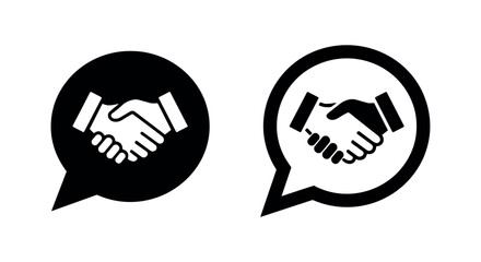 Obraz premium Handshake in speech bubble icons, solid and outline, for agreement
