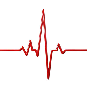 Red ecg heartbeat line graph on transparent background