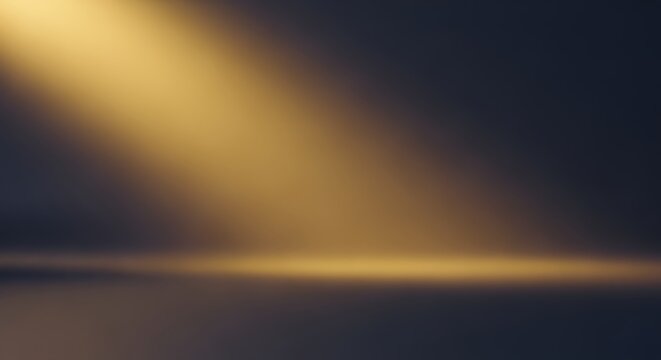 Golden spotlight on dark background with gradient effect