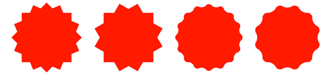 Obraz premium Red Starburst And Scalloped Circle Shape Vector Collection