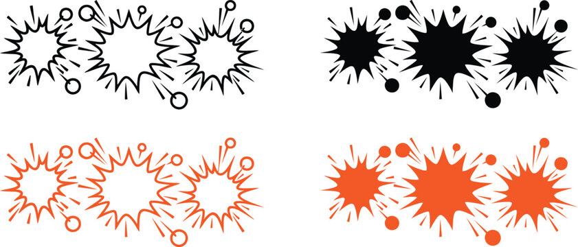 Minimalist comic book style explosion speech bubble vector icons