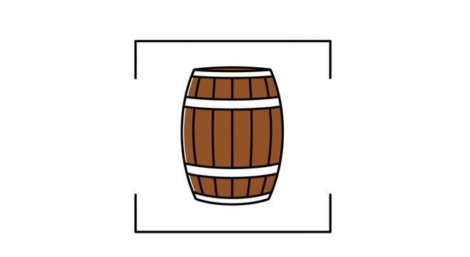 Wooden Barrel Icon Isolated on White Background, Vector Illustration