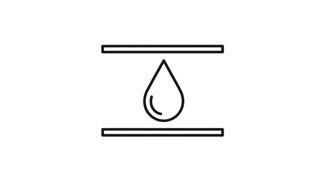 Water drop falling between two parallel lines, representing filtration or purification process