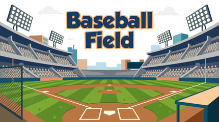 baseball field stadium sports ball game competition outdoor arena athlete recreation tournament grass diamond vector illustration © Ethan