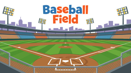 baseball field stadium sports ball game competition outdoor arena athlete recreation tournament grass diamond vector illustration © Ethan