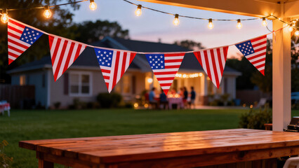 Fototapeta premium Patriotic outdoor decorations for summer celebrations