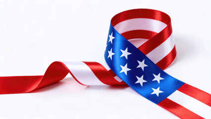 Fototapeta premium A red, white and blue ribbon with stars