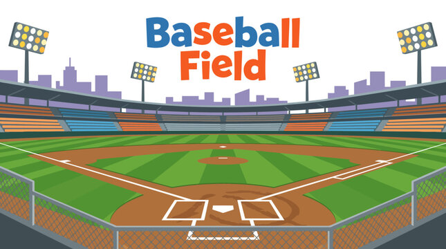 baseball field stadium sports ball game competition outdoor arena athlete recreation tournament grass diamond vector illustration