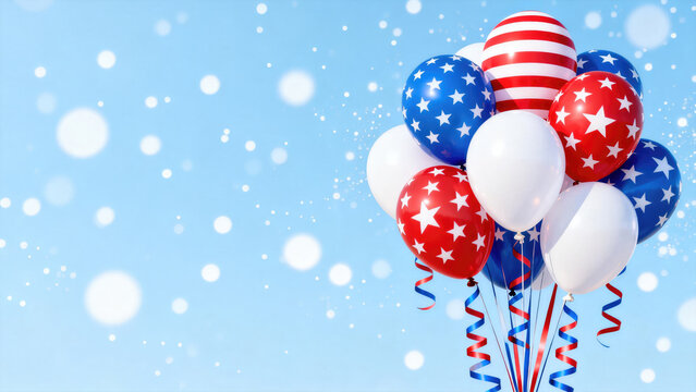 Patriotic balloons in red white and blue for independence day celebrations