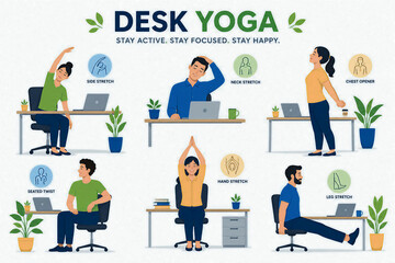 Fototapeta premium Office Desk Yoga Guide