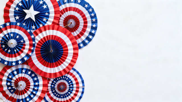 Patriotic paper fans and decorations