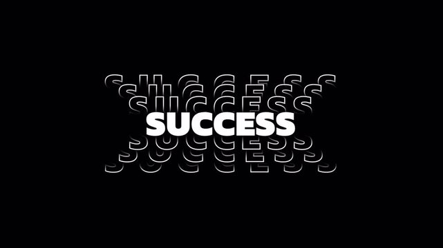 Success Glitch Typography Motion Graphic, Achievement Text Reveal Animation, Winning Message Glitch Effect, Success Announcement Motion Graphic.