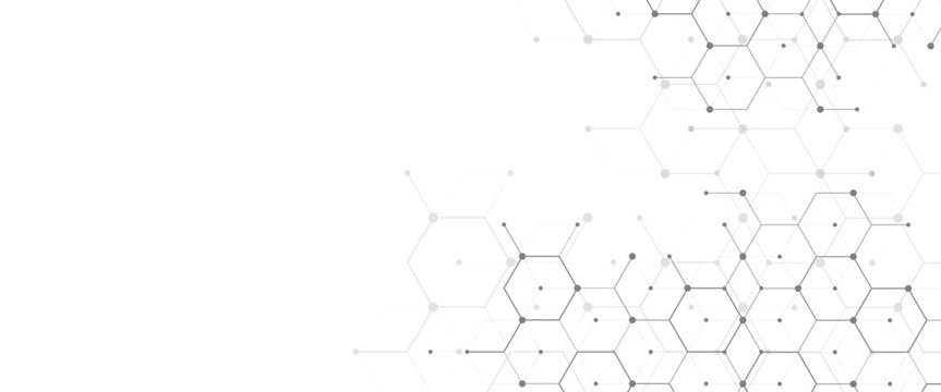 Vector digital science network geometric hexagonal dots and lines elements medical technology illustration png abstract background
