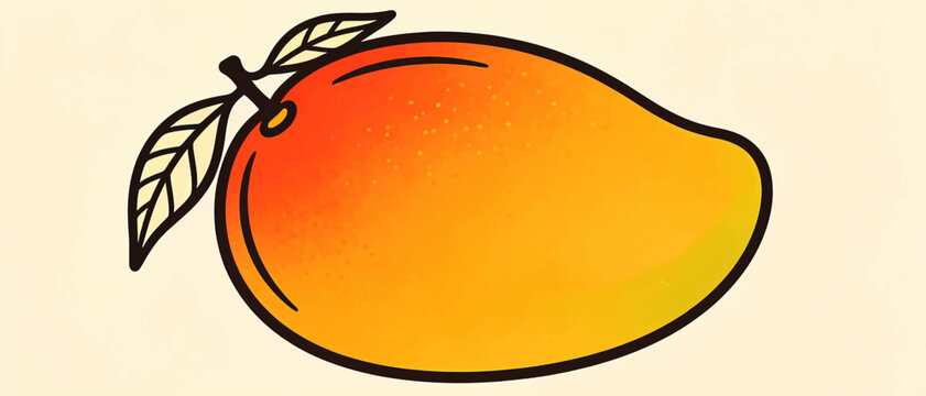 Elegant line drawing of a mango outline with smooth curves.