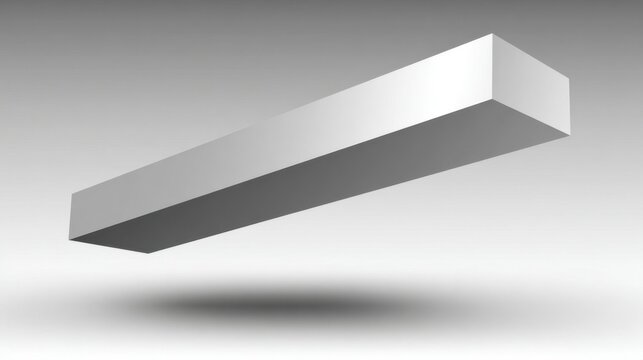 Abstract metallic rectangular prism floating in a gradient background.
