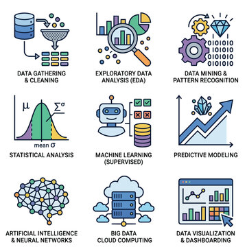 Data Science Concepts Icons Set.