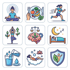 Fototapeta premium Healthy Lifestyle Icons Representing Wellness and Balance.