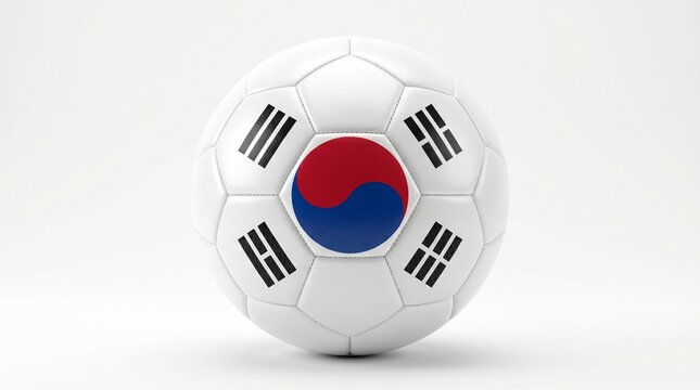 Soccer ball with south korea flag design isolated on white background