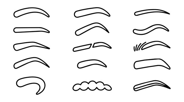 Set of various eyebrow shapes and styles