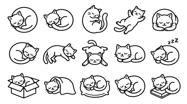 Adorable sleeping cats in various cute poses