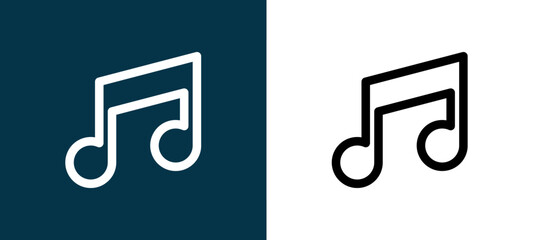 Black and white musical note outline icon duo, editable stroke vector illustration for web, mobile apps, UI design, branding, and print from Basic UI © Munis