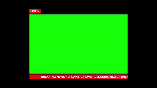 Live breaking news broadcast lower third template with green screen