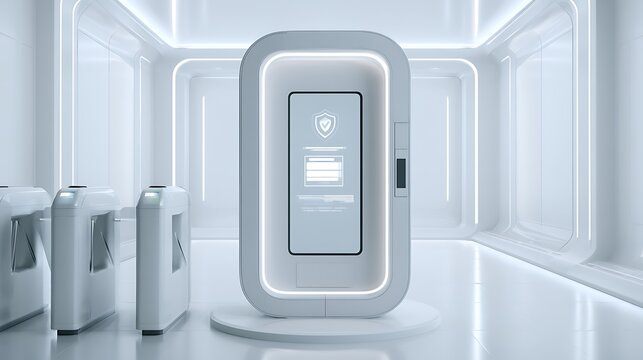 Digital security checkpoint verifying access credentials, zero trust framework concept