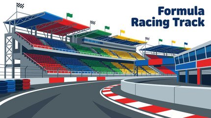 formula racing circuit stadium environment with professional motorsport competition outdoor arena athlete recreation tournament landscape for international racing events speed training performance © Ethan
