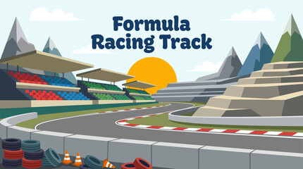 formula racing circuit stadium environment with professional motorsport competition outdoor arena athlete recreation tournament landscape for international racing events speed training performance © Ethan