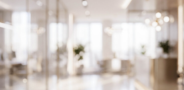A modern office interior with a blurred background featuring glass walls, natural light, and a minimalist design. Ideal for corporate or workspace themes.