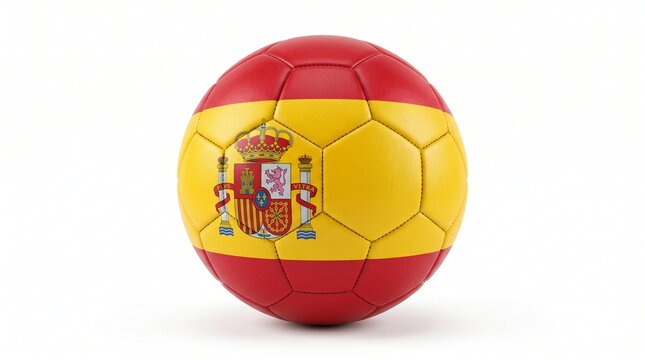 Soccer ball with the flag of spain isolated on white background