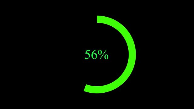 Science Loading white Circle Ring on black background. 100 in the loading ring. Loading Transfer Download Animation from zero to one hundred percent. Circle percentage