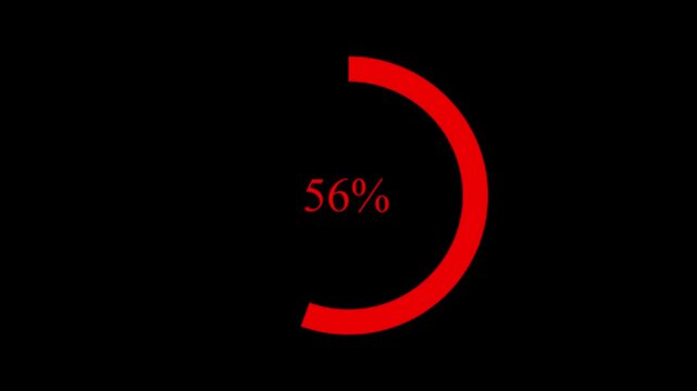 Science Loading white Circle Ring on black background. 100 in the loading ring. Loading Transfer Download Animation from zero to one hundred percent. Circle percentage