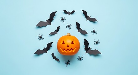 Halloween jack o' lantern with bats festive october 31st holiday concept